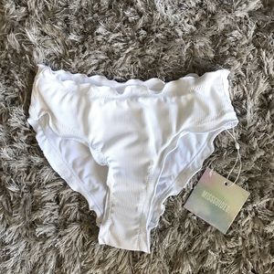 NEW Missguided Rib Ruffle Bikini Bottom White US 0